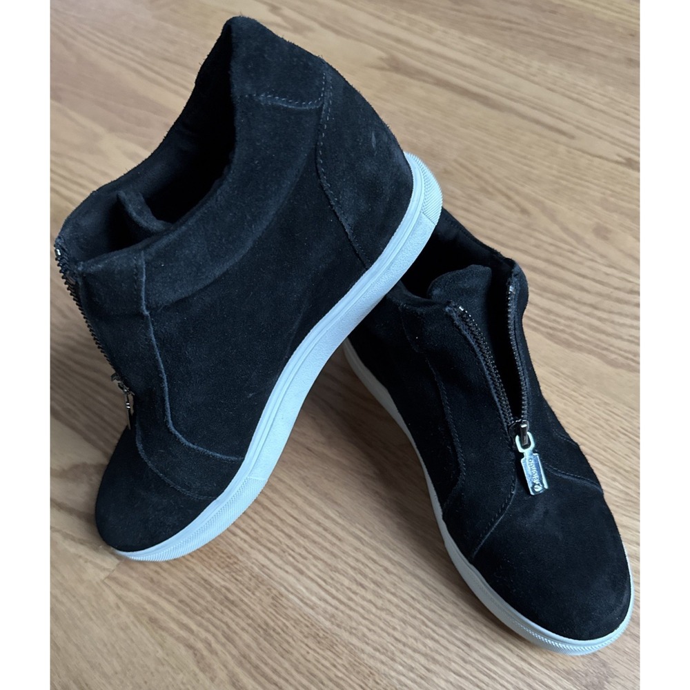Blondo Waterproof Ankle Boots Women's 7.5 Black Suede Zip Wedge Booties Canada